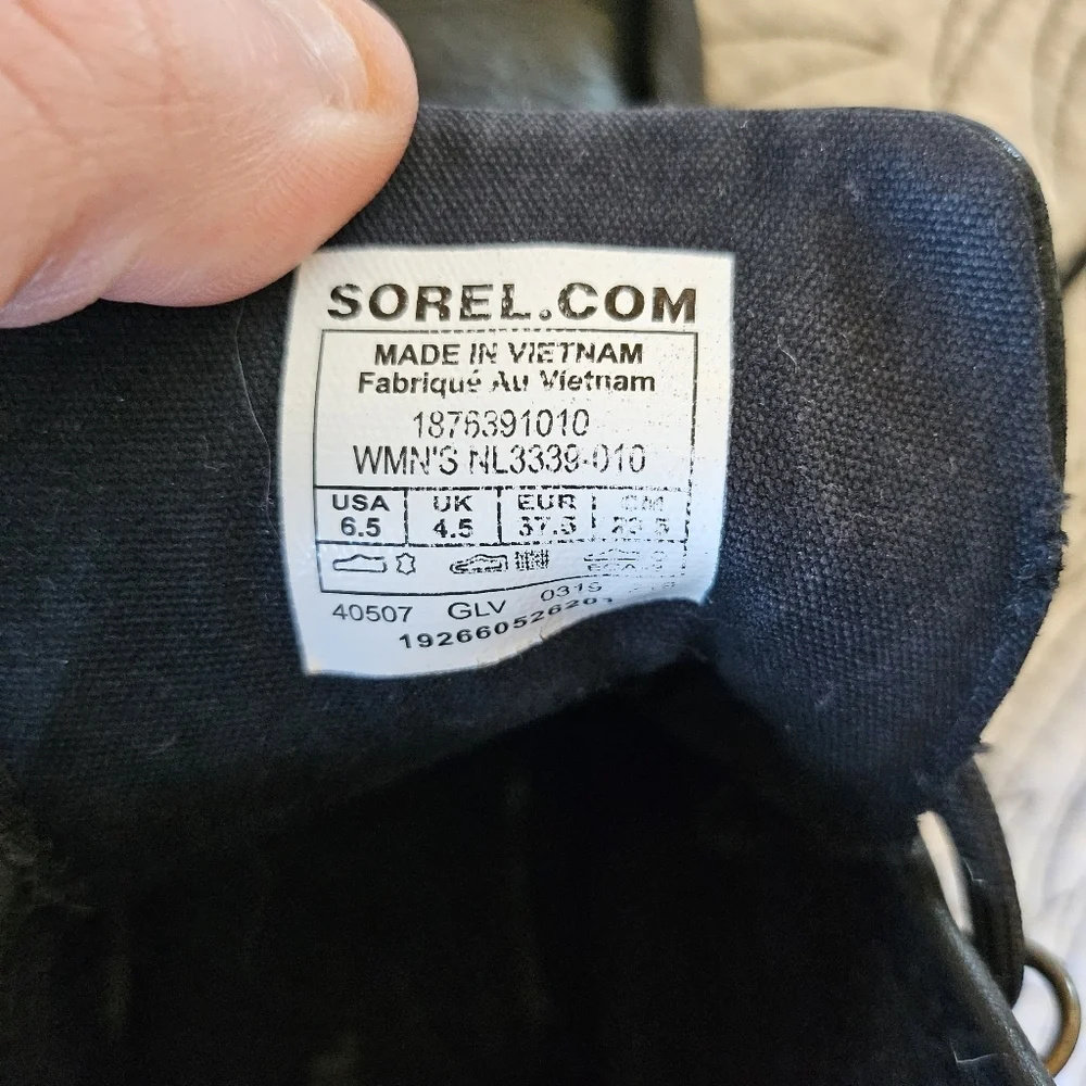 VGUC Sorel Harlow Lace Black Leather Booties Women 6.5